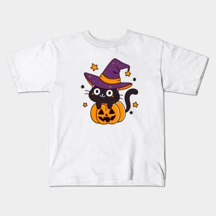 Pumpkin Cat,Black Cat Art Kids T-Shirt